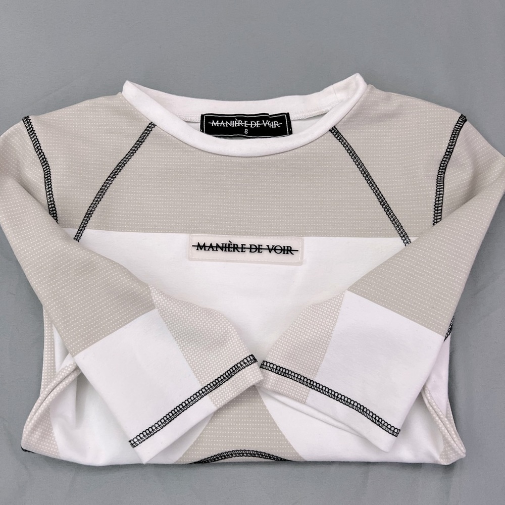 White and grey shirt. Size UK 8